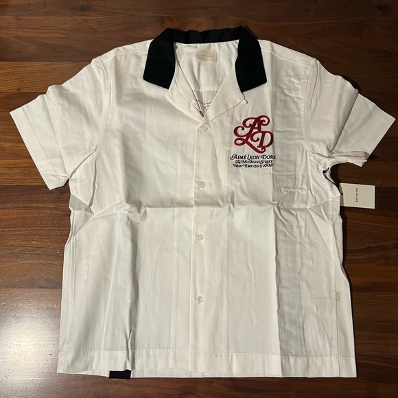 Aime Leon Dore ALD Monogram Bowling Shirt Bright White Men’s Size XL Queens NY